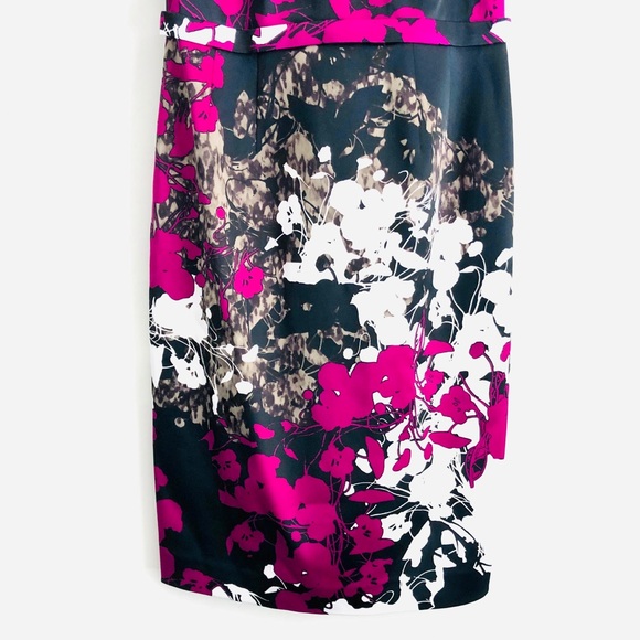 Tahari Malia Dress Sheath Floral Print Magenta 6 - Picture 8 of 16
